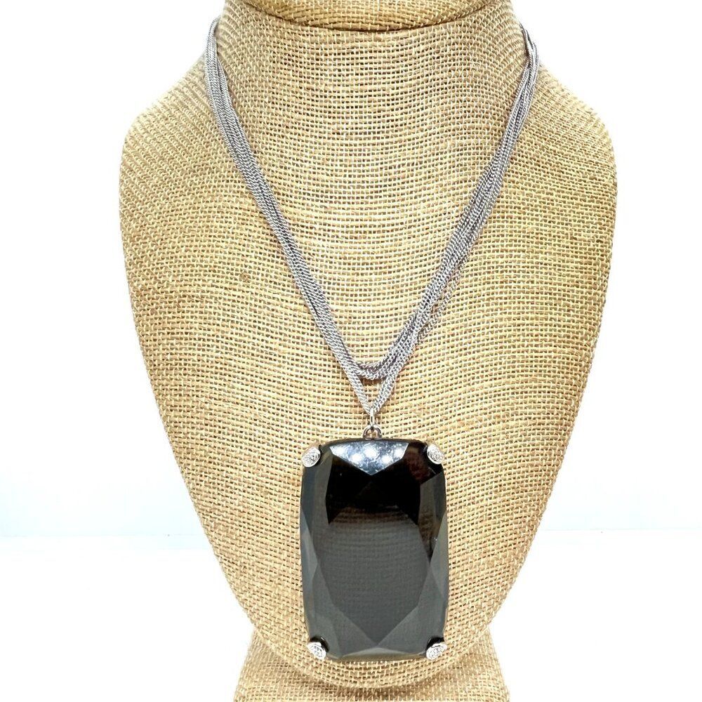 Y2K LUCITE NECKLACE ABS Allen Schwartz Smokey Brown Pendant Statement